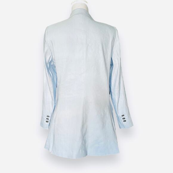 Antonio Melani Riviera Linen Blazer Jacket Fits Sz S Light Blue Silver Buttons - Picture 7 of 15